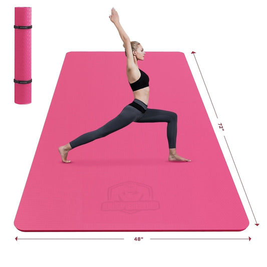 Extra Large Non-Slip Yoga Mat (6' X 4' X 0.25") - Thick & Durable Exercise Mat for Yoga, Pilates, Stretching & Home Workouts - Eco-Friendly, Perfect for Barefoot Meditation